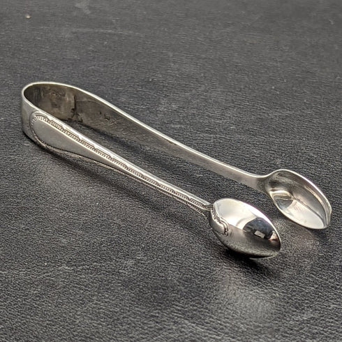 1887 British antique sterling silver teaspoon set of 12 and tongs
